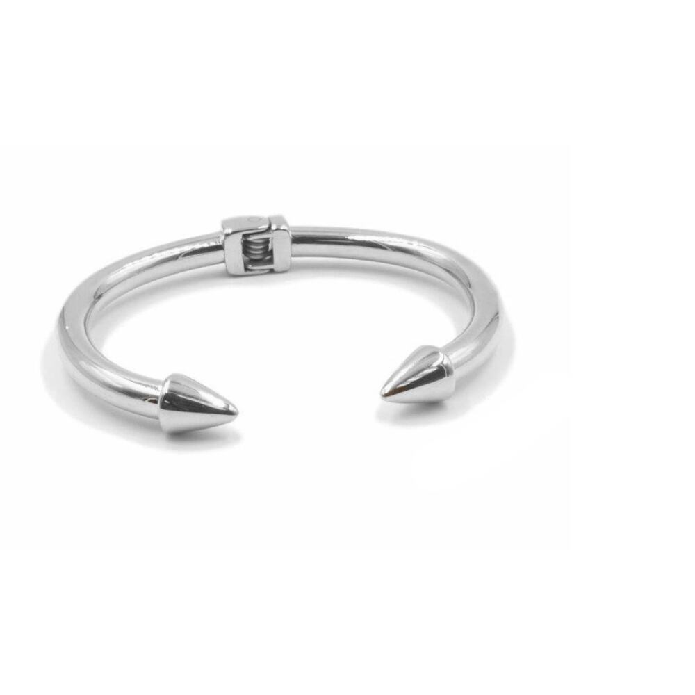 Kinsley Armelle Spike Bracelet Adjustable Hinge Cuff*Silver Ion Plated Stainless